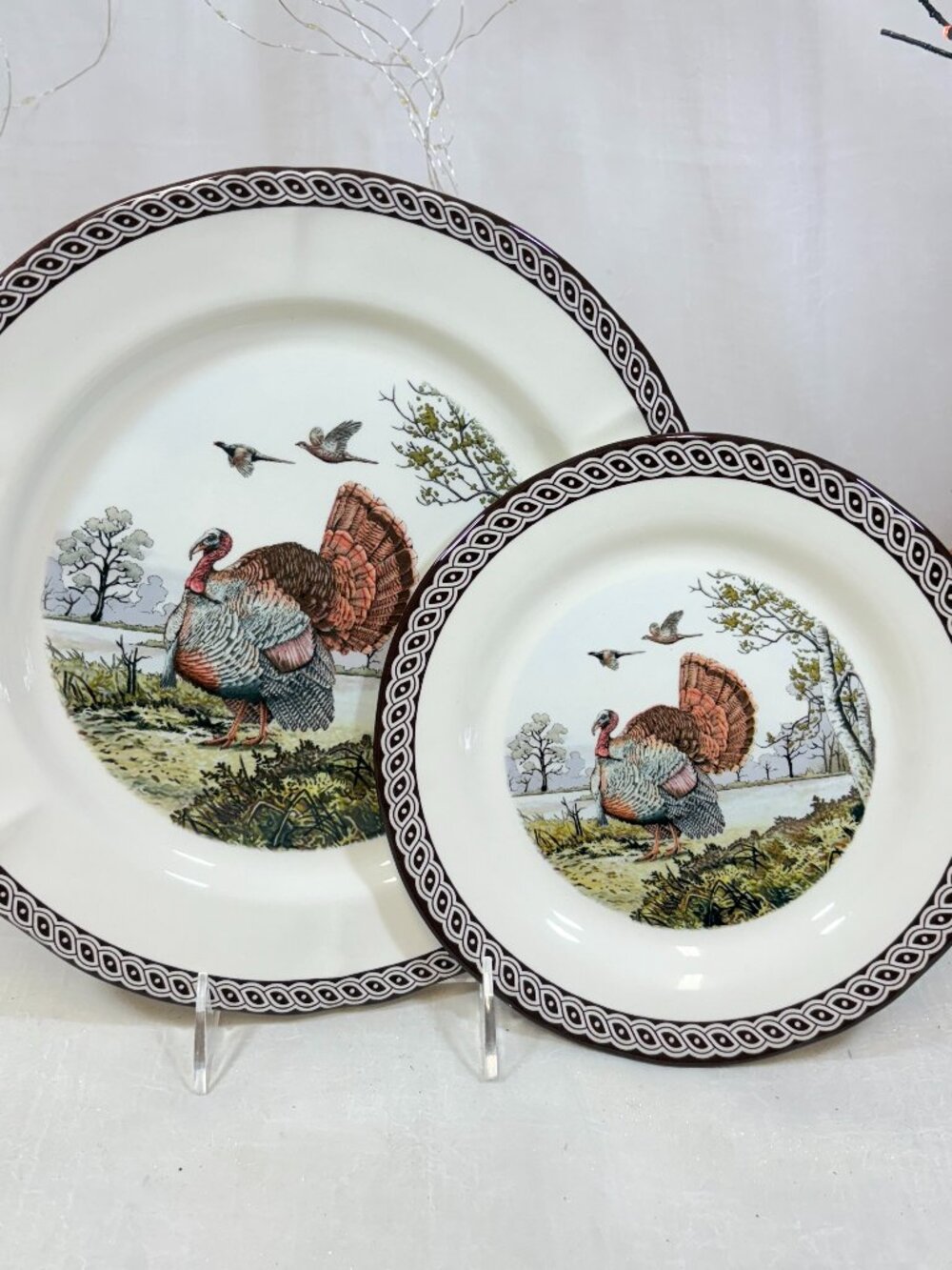 LEGEND British Heritage Earthenware Thanksgiving Turkey 8 PC Dinner Salad Plates